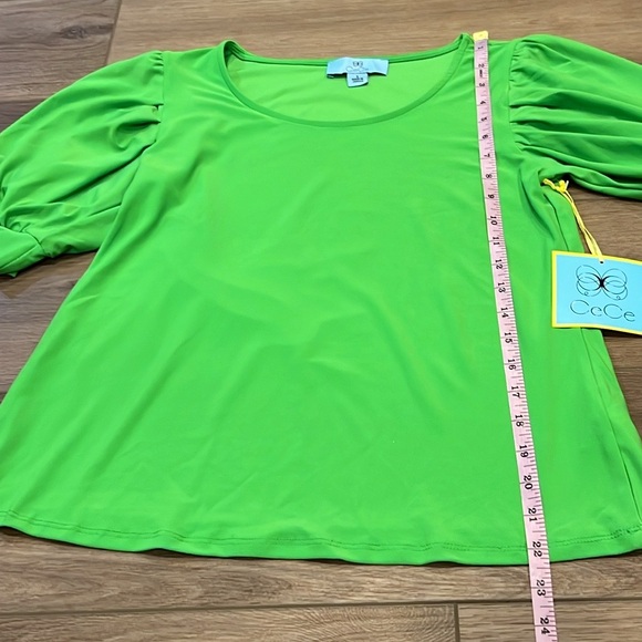 NWT CeCe Puff Sleeved Blouse Brilliant Lime Green Size Small - Picture 3 of 9
